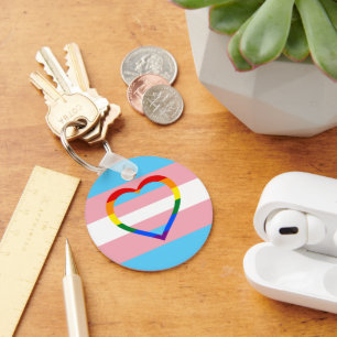 Transgender Flag, Rainbow Heart & Pride /gender Keychain