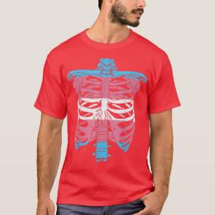Transgender Flag Rib Cage Skeleton Halloween Queer T-Shirt