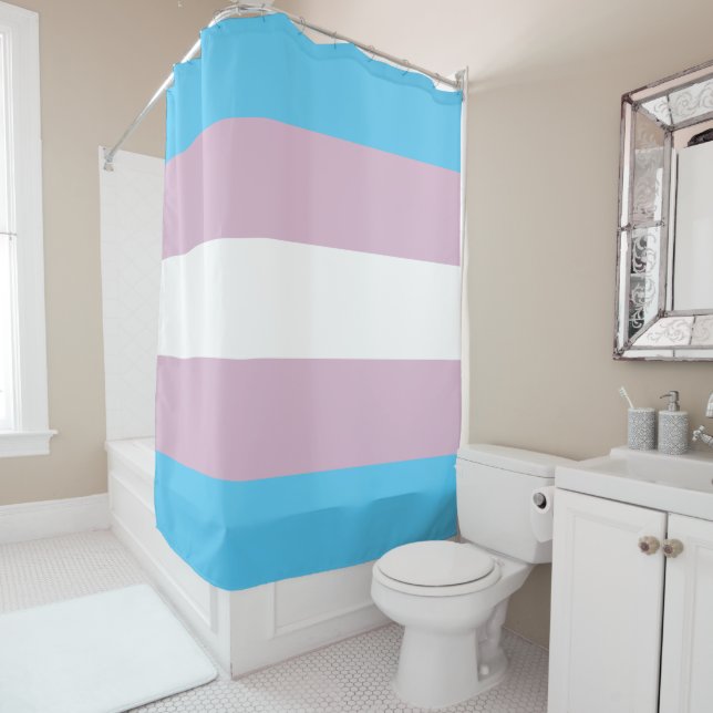 Transgender Flag Shower Curtain (In Situ)