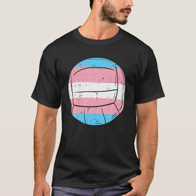 Transgender Flag Volleyball Trans Pride T-Shirt (Front)