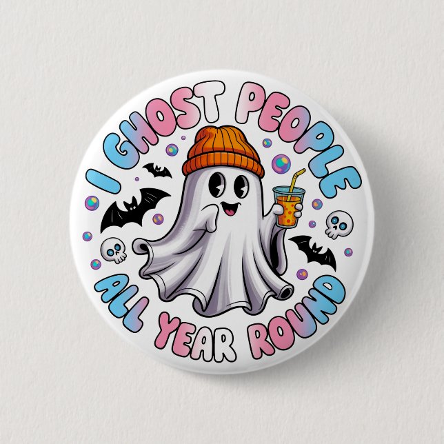 Transgender Funny Halloween – I Ghost People 2 Inch Round Button (Front)