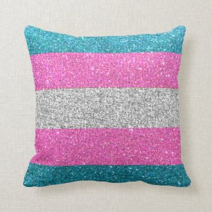 Transgender Gay Pride Glitter Stripes LGBTQ Queer Throw Pillow