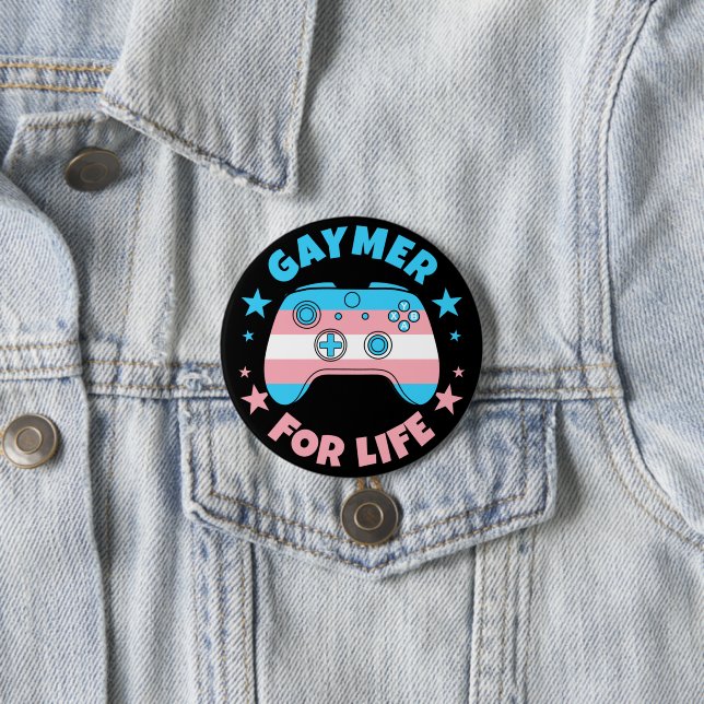 Transgender Gaymer For Life Controller Gamer 3 Inch Round Button (In Situ)