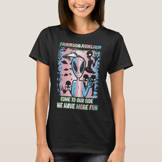 Transgender Genderqueer Trans Flag For A Alien T-Shirt (Front)
