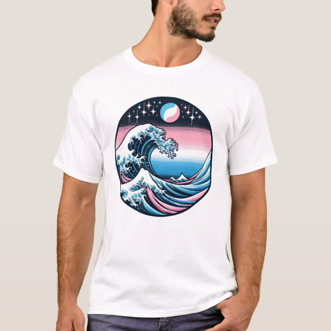 Transgender LGBTQ Subtle Pride Month Japanese Art T-Shirt (Front)