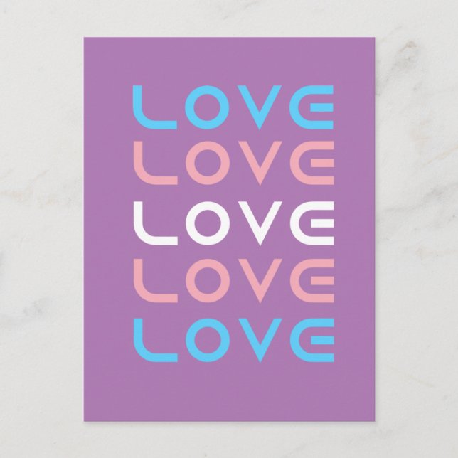 Transgender Love Love Love Postcard (Front)