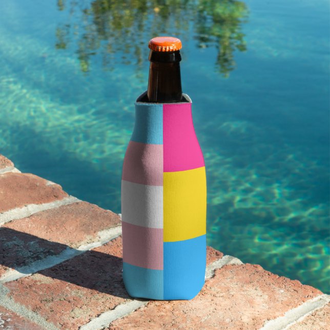 Transgender Pansexual Dual Pride Flag Bottle Cooler (In Situ Pool)