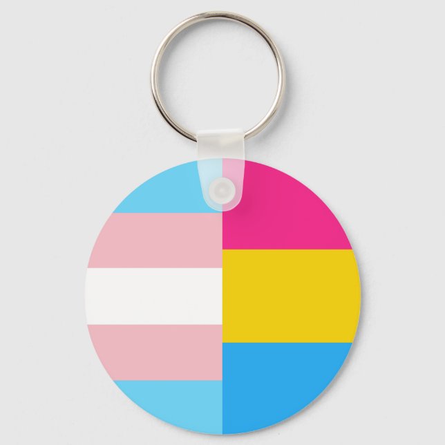 Transgender Pansexual Dual Pride Flag Keychain (Front)
