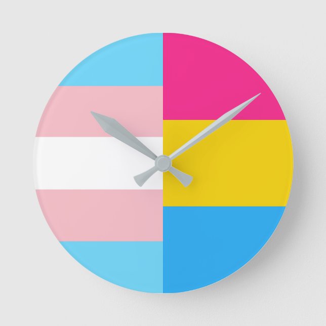 Transgender Pansexual Dual Pride Flag Round Clock (Front)