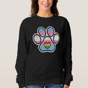 Transgender Paw Print LGBTQ Trans Pride Flag Dog P Sweatshirt