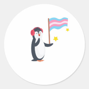 Transgender Penguin Transsexual LGBT Classic Round Sticker