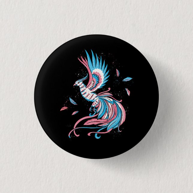 Transgender Phoenix Reborn Transsexual Flag LGBT T 1 Inch Round Button (Front)