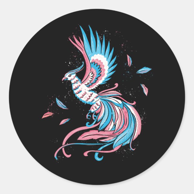 Transgender Phoenix Reborn Transsexual Flag LGBT T Classic Round Sticker (Front)