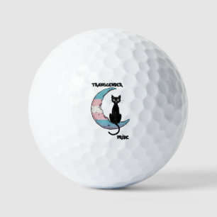 Transgender Pride – Black Cat on Trans Flag Moon Golf Balls