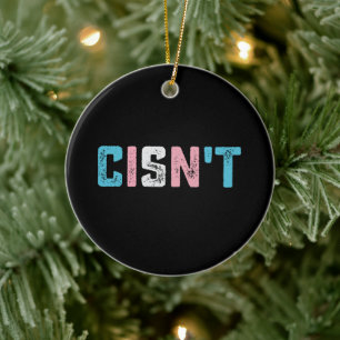 Transgender Pride Cisn't LGBTQ Trans Flag Funny Ceramic Ornament