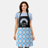 Transgender pride flag and rainbow with text /blue apron (Worn)