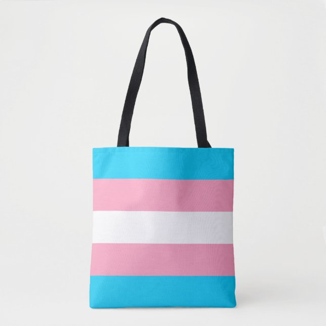 Transgender Pride Flag Blue Pink White Stripes Tote Bag (Front)