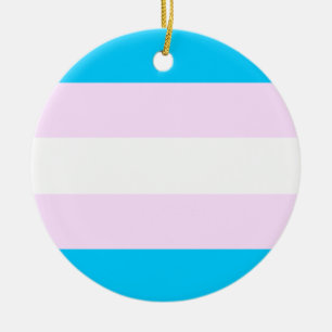 Transgender pride flag ceramic ornament