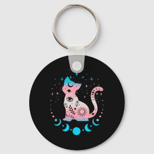 Transgender Pride Flag Colours Cat Lovers  Keychain