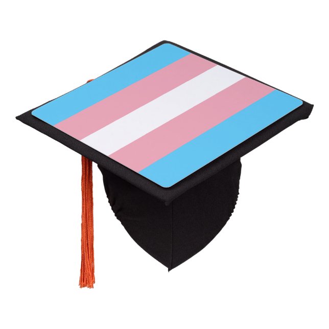 Transgender Pride Flag Graduation Cap Topper (Angled)