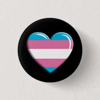Transgender Pride Flag Heart Shaped 1 Inch Round Button