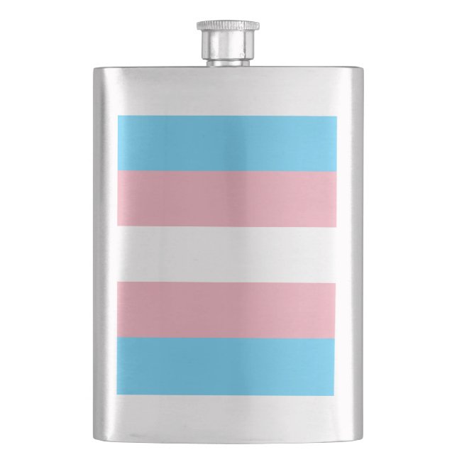 Transgender Pride Flag Hip Flask (Front)