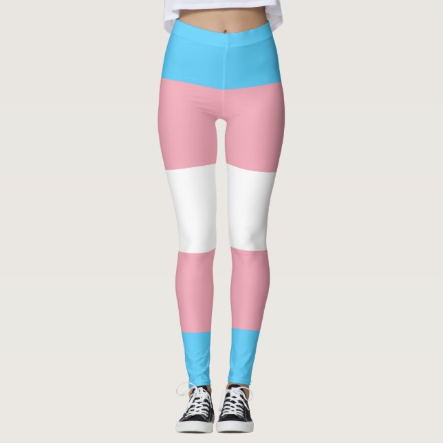 Transgender Pride Flag - LGBT Rainbow Leggings (Front)