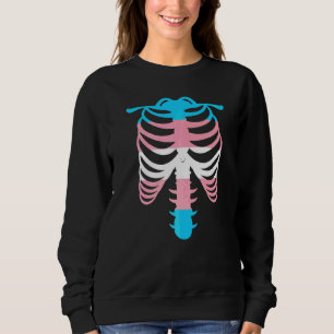 Transgender Pride Flag  Skeleton Ribcage Transgend Sweatshirt
