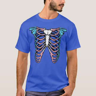 Transgender Pride Flag Skeleton Ribs Ribcage Hallo T-Shirt