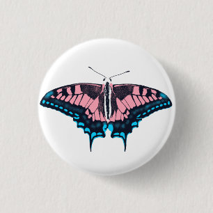 Transgender Pride Flag Swallowtail Butterfly 1 Inch Round Button