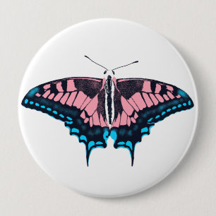 Transgender Pride Flag Swallowtail Butterfly 4 Inch Round Button