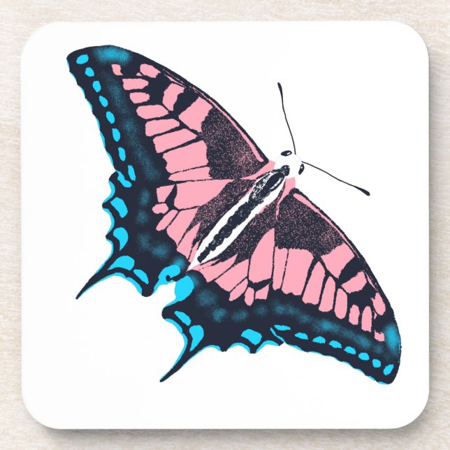 Transgender Pride Flag Swallowtail Butterfly Coaster (Front)