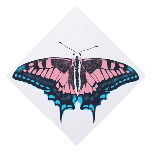 Transgender Pride Flag Swallowtail Butterfly Graduation Cap Topper (Front)