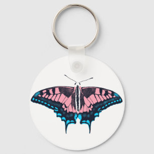 Transgender Pride Flag Swallowtail Butterfly Keychain