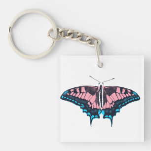 Transgender Pride Flag Swallowtail Butterfly Keychain