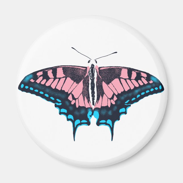 Transgender Pride Flag Swallowtail Butterfly Magnet (Front)