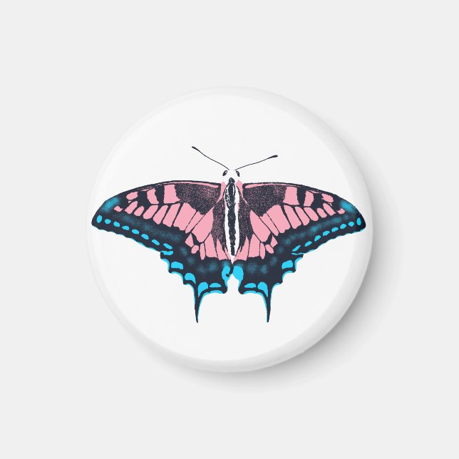 Transgender Pride Flag Swallowtail Butterfly Magnet (Front)