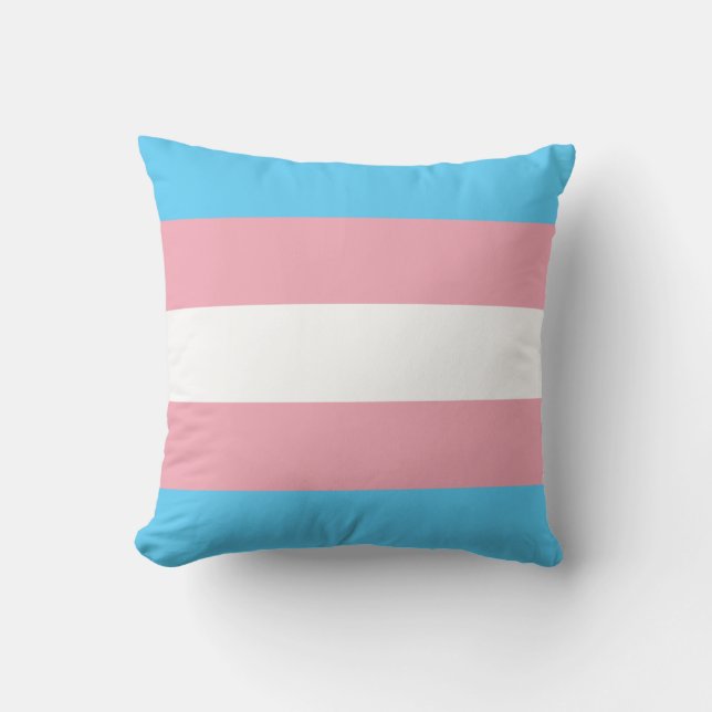 Transgender Pride Flag Throw Pillow (Front)