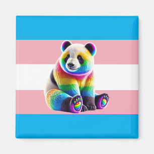 Transgender Pride Flag with Rainbow Panda Magnet