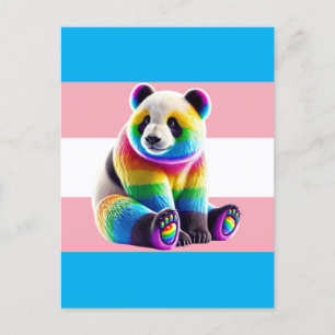 Transgender Pride Flag with Rainbow Panda Postcard