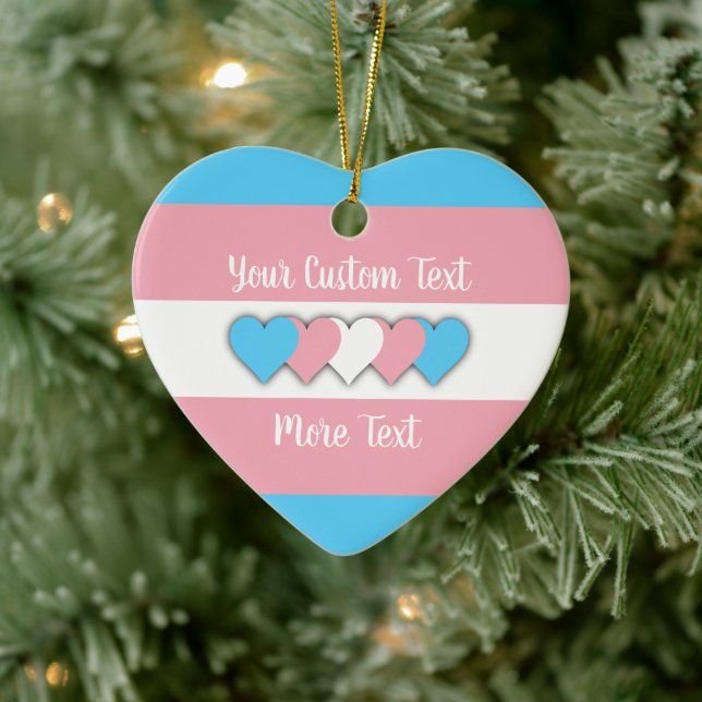 Transgender pride flag with text ceramic ornament (Tree)