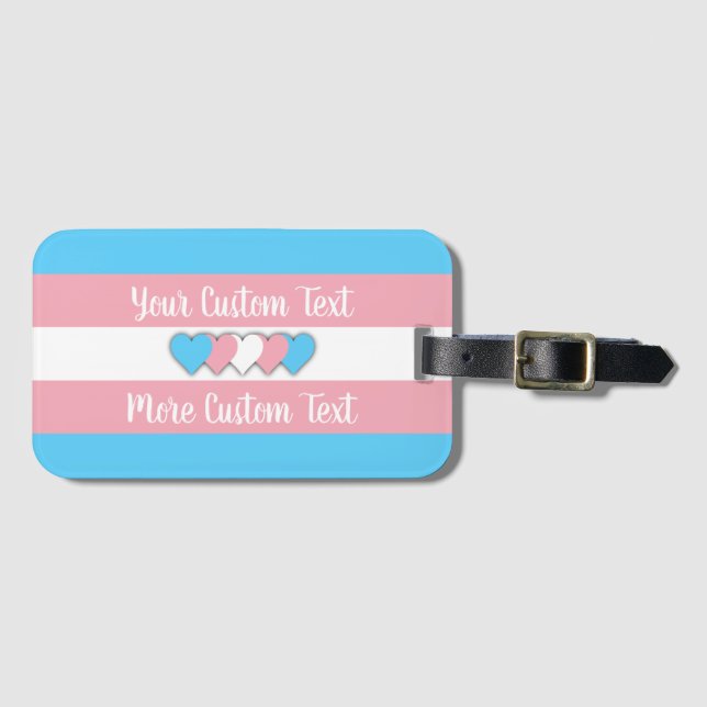 Transgender pride flag with text luggage tag (Front Horizontal)