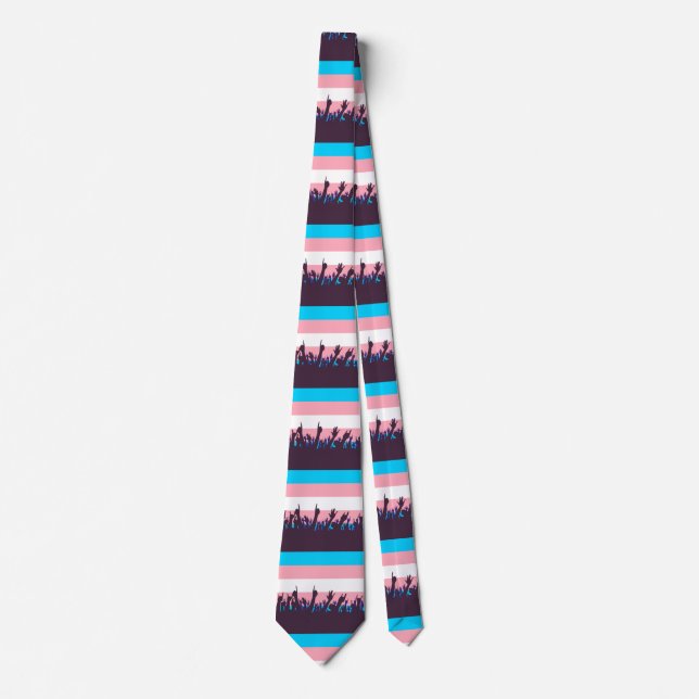 Transgender Pride Flag With Waving Hands Tie (Front)