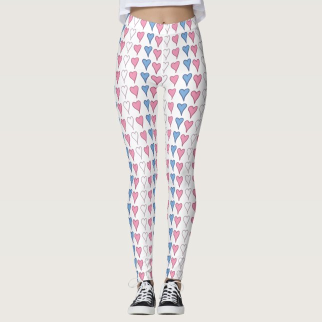 Transgender Pride Hearts Leggings (Front)