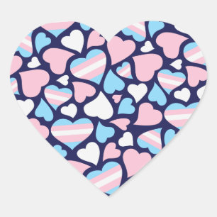 Transgender Pride Hearts Pattern Sticker