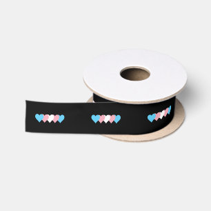 Transgender pride hearts satin ribbon