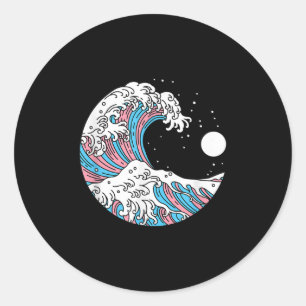 Transgender Pride Lgbtq Trans Flag - Japanese Wave Classic Round Sticker