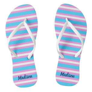 Transgender Pride Parade Striped Flag Monogram Flip Flops