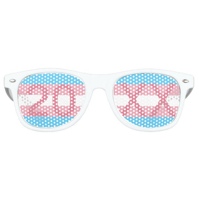 Transgender Pride Party Year White Custom Retro Sunglasses (Front)