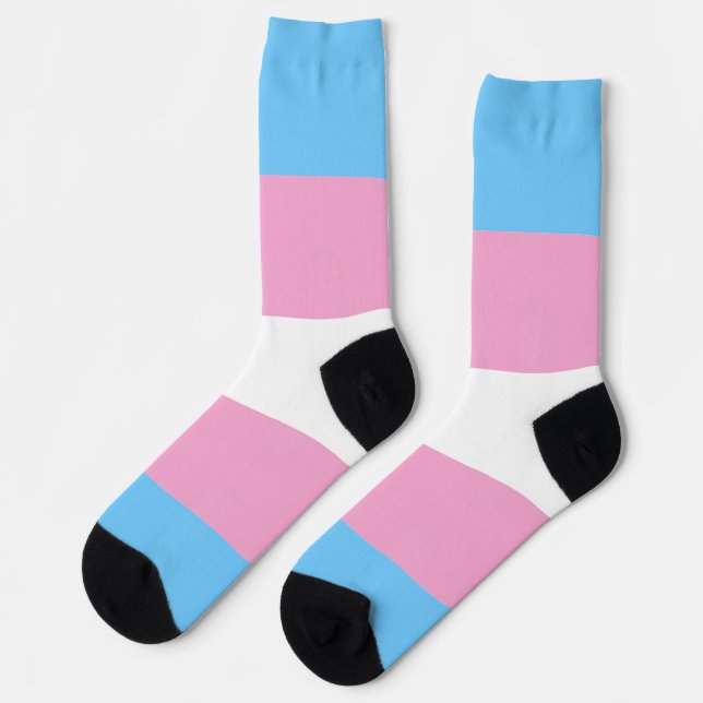 Transgender Pride Pink Blue White Striped LGBT Socks (Left)